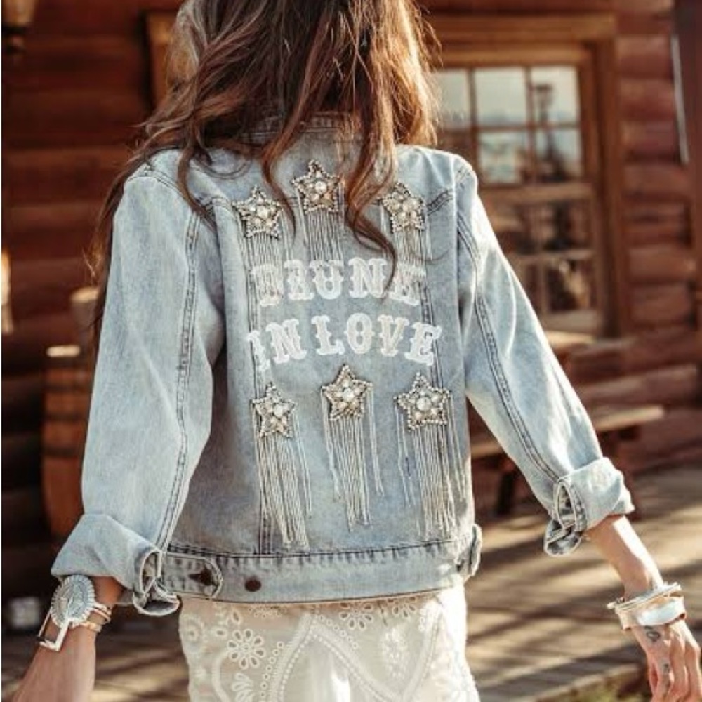 Rue De Seine Drunk In Love Jean Jacket NWT